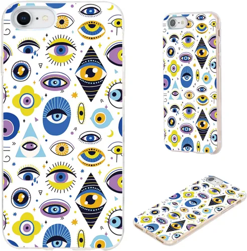 Vista 22 de Funda protectora completa delgada y suave de TPU transparente para iPhone SE 2022/2020, iPhone 8/7/6S/6 - Diseño de música divertida guitarra