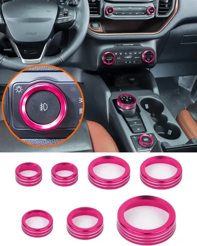 Vista 8 de Savadicar CKT01 Billet - Juegos de molduras de perillas de control de aluminio billet, faros/4WD/HVAC, biseles de anillos de perillas de control
