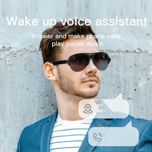 Vista 2 de Smart Sunglasses Touch Control HD Mic Double Speakers Smart Glasses Music Wireless Calling Glasses Outdoor