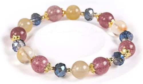 Vista 149 de Precious Gemstone Natural Crystal Healing Bracelet, Rutilated Quartz, Moonstone, Quartz Handmade Original Design Bracelet