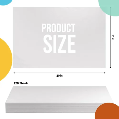 Vista 2 de Crown Display Papel de seda blanco para bolsas de regalo, papel de seda blanco a granel 17 GSM – 120 hojas de 15 x 20 pulgadas, 10 libras de papel