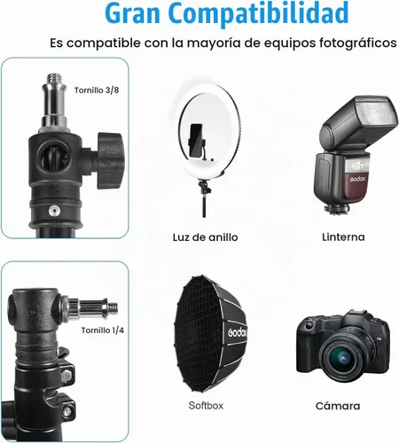 Vista 4 de Fotoconic Soporte de luz de brazo triangular de montaje en pared, 43.3 pulgadas/43.3 in, soporte de luz de anillo de rotación flexible de 180°