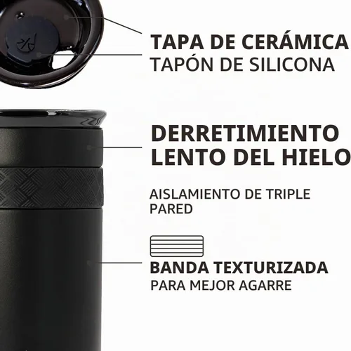 Vista 5 de Elemental Artisan Vaso Térmico Aislado, Taza de Viaje para Café de Triple Pared, Vaso Térmico de Café Reutilizable de Acero Inoxidable con Tapa
