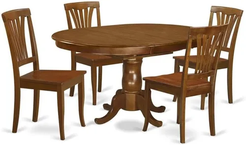 Vista 11 de East West Furniture POAV5-SBR-C - Juego de comedor de 5 piezas para 4 personas, incluye una mesa de comedor ovalada con hojas de mariposa y 4 sillas