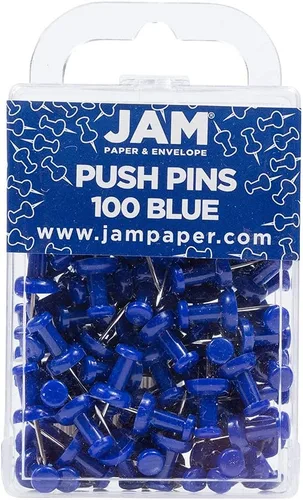 Vista 72 de JAM PAPER Chinchetas Coloridas - Tachuelas de Cabeza Redonda para Mapas - Chinchetas Azul Bebé - 100/Paquete