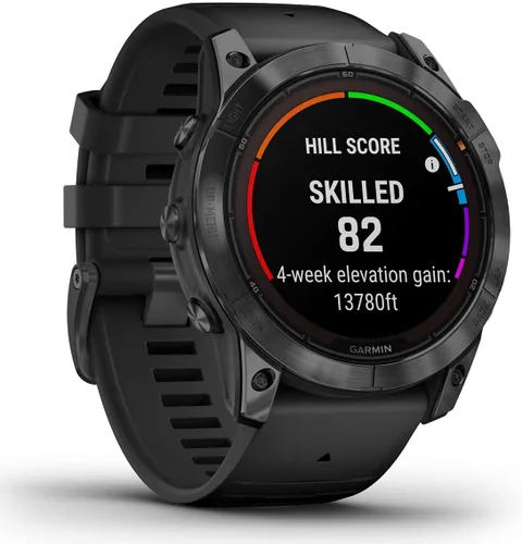 Vista 7 de Garmin Fenix 7X Pro Solar (Slate/Negro) Multisport GPS Smartwatch Caja de regalo – Entrenamiento, seguimiento del sueño/salud – Incluye protectores