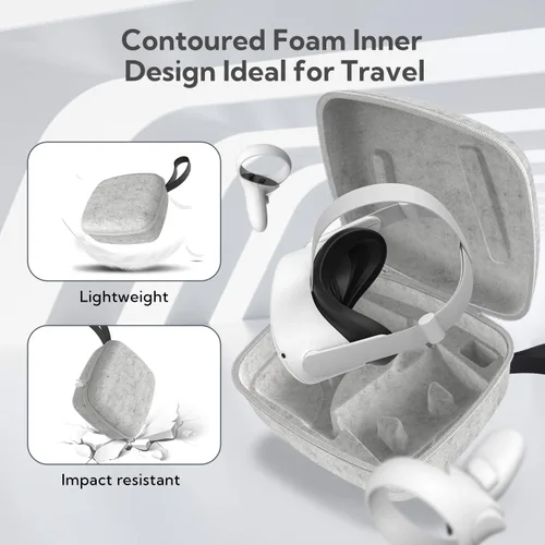 Vista 3 de ZYBER Funda de transporte para Meta Quest 2 funda de viaje de fieltro duro para Oculus Quest 2 accesorios con material de primera calidad aspecto