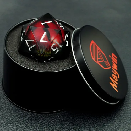 Vista 5 de Dados Dungeons and Dragons D20 con estuche de regalo, dados jumbo de globo ocular de 1.776 pulgadas (1.969 in), dados poliédricos de borde afilado