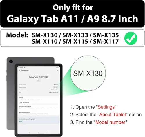 Vista 2 de SEYMAC Funda protectora resistente a prueba de golpes para Samsung Galaxy Tab A9 de 8.7 pulgadas 2023 (SM-X110/X115/X117), resistente a prueba