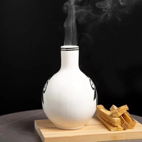 Vista 5 de MOUGIGI Porta Incienso Artesanal de Palo Santo - Quemador de Incienso Cerámico - Tamaño Compacto para Espacio de Meditación - Quema Palo Santo