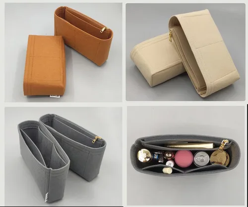 Vista 6 de Lckaey Organizador de inserción de bolso para chanel pequeño bolso clásico con solapa, organizador de fieltro para bolso premium sin