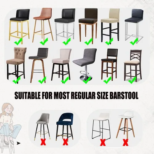 Vista 7 de Funda elástica para silla de respaldo corto, taburete de bar, solo fundas de silla (23)