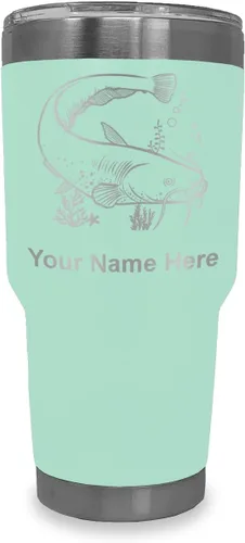 Vista 23 de LaserGram Vaso aislado al vacío de 20 onzas, bagre, grabado personalizado incluido (negro)
