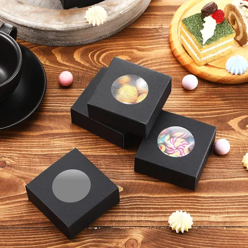 Vista 5 de Chinco 30 cajas de jabón cuadradas para jabones caseros, velas, 3 x 3 x 1.2 pulgadas, cajas de jabón con ventana transparente, pequeña caja de Negro