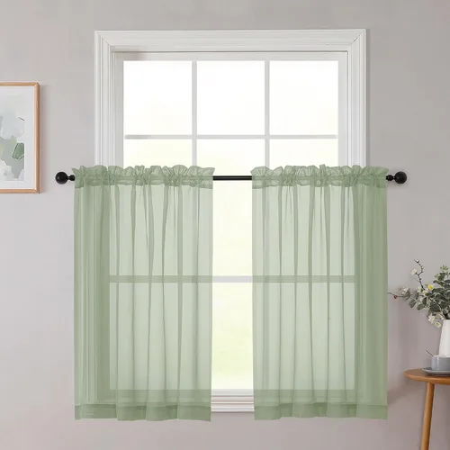 Vista 29 de 2 paneles de cortinas traslúcidas blancas para dormitorio, sala de estar, 96 pulgadas de largo, modernas, suaves, ligeras, con bolsillo para barra