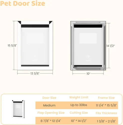 Vista 4 de HARDLIGHT - Puerta grande de aluminio para puerta de perro y gato Puerta de perro de fácil instalación