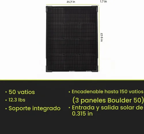 Vista 2 de Goal Zero Boulder - Panel solar monocristalino de 50 vatios