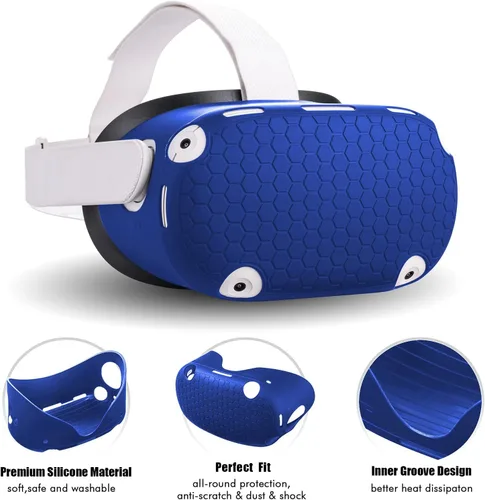 Vista 3 de for Oculus Quest 2 Accessories Silicone Face Cover VR Shell Cover Touch Controller Lengthening Grip Cover with Battery Opening Adjustable with