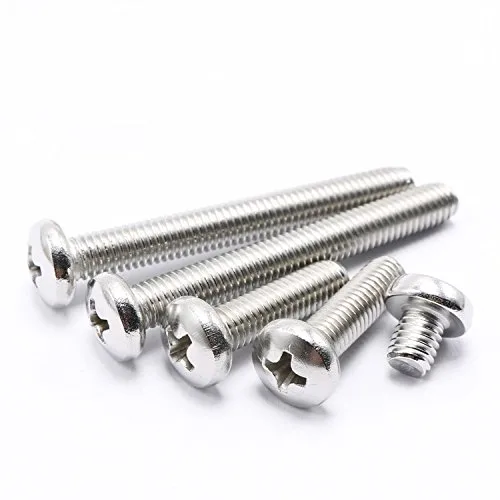 Vista 3 de Tornillos de máquina Phillips #10-32 x 1/2 de cabeza cacerola, acero inoxidable, rosca completa, mano derecha, paquete de 50