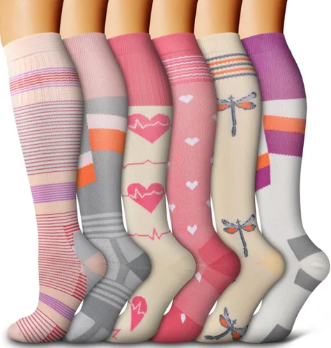 Vista 44 de Bluemaple Paquete de 6 calcetines de compresión de cobre para mujeres y hombres, el mejor apoyo para médicos, correr, enfermería, atletismo