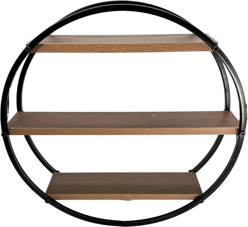 Vista 11 de Admired by Nature, Estantería de almacenamiento colgante de círculo de hierro montado, decoración de pared circular flotante de 3 niveles