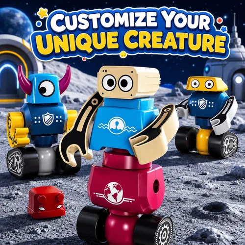 Vista 7 de Juguetes de construcción de robots magnéticos para niños de 3 a 5 y 4 a 8 años, set de 36 piezas de bloques de construcción de robots monstruos