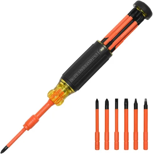 Vista 8 de Klein Tools 32310INS Juego de destornilladores de precisión con aislamiento múltiple y multibroca 10 en 2, collar de bloqueo automático