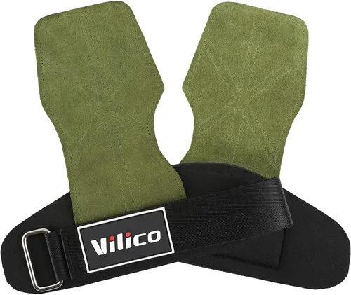 Vista 11 de Guantes de cuero para levantamiento de pesas, correas de muñeca para levantamiento de pesas, correas de levantamiento de pesas ajustables, agarre