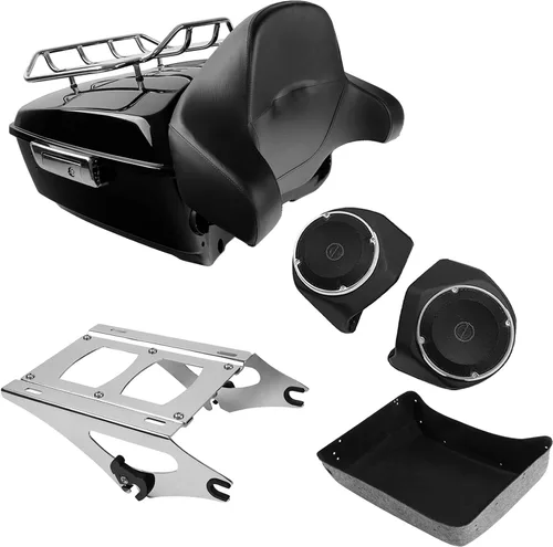 Vista 32 de TCMT King Tour Pack Portaequipajes de moto, diseñado para modelos Harley Davidson Touring 2014-2020