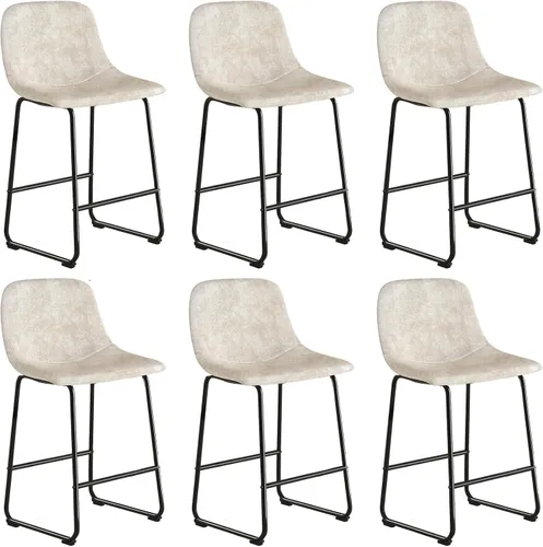 Vista 13 de TAVR Furniture Leathaire - Juego de 2 taburetes de tela con altura de mostrador, sillas de isla sin brazos, con capacidad para hasta 500 libras