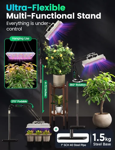 Vista 8 de LETPOT Luces de cultivo de 100 vatios (salida máxima de 120 W) para plantas de interior de espectro completo, aplicación inteligente, luz ajustable