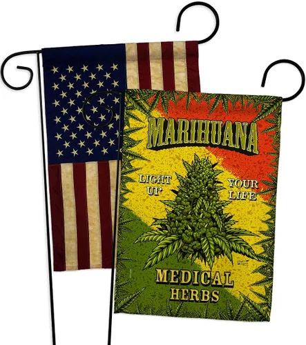 Vista 6 de Marihuana Burlap Garden Flags 2pcs Pack Novelty Trendy Popular New Trend Interesting Exciting Small Decorative Gift Yard House Banner Double-Sided