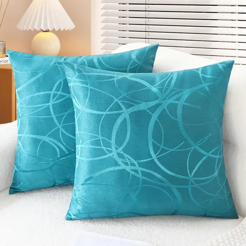 Vista 11 de CaliTime Fundas de Almohadas Decorativas Paquete de 2 Modernas Brillantes y Opacas Contraste Círculos Anillos de Acento Geométrico Fundas de Cojines