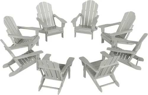 Vista 64 de WO Home Furniture Laguna Silla plegable Adirondack de polietileno de alta densidad, silla para patio para todo tipo de clima, para jardín al aire