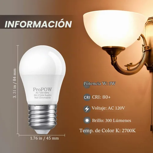 Vista 5 de Bombillas de 25 W equivalentes a bombillas LED A15 E26 de 3 W, color blanco suave, 2700 K, bombillas de bajo vatio, para el hogar, dormitorio
