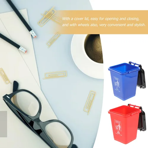 Vista 7 de Alipis 2 mini botes de basura y reciclaje en la acera, cubo de basura para bolígrafo, portavasos, brochas de maquillaje, organizador de escritorio