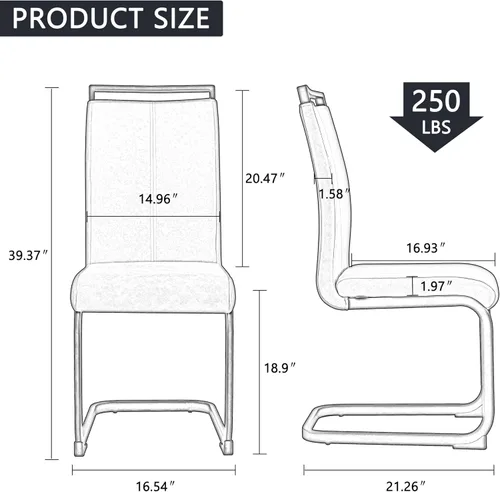 Vista 3 de gopop Juego de sillas de comedor, sillas modernas de metal con asiento acolchado de piel sintética, respaldo alto y patas cromadas resistentes