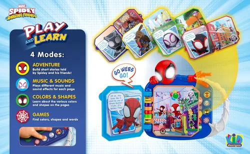 Vista 4 de Spidey and His Amazing Friends Book, juguetes para niños pequeños con juegos de aprendizaje preescolar integrados, juguetes educativos para niños