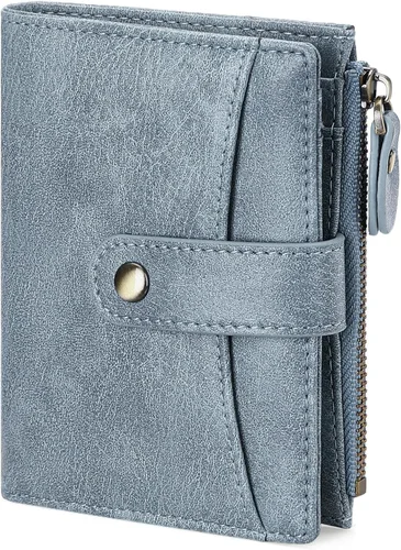 Vista 26 de FALAN MULE Cartera pequeña para mujer, de piel, plegable, compacta, pequeña, con bloqueo RFID, amarillo, antiguo (Antique Yellow), Cartera Rfid
