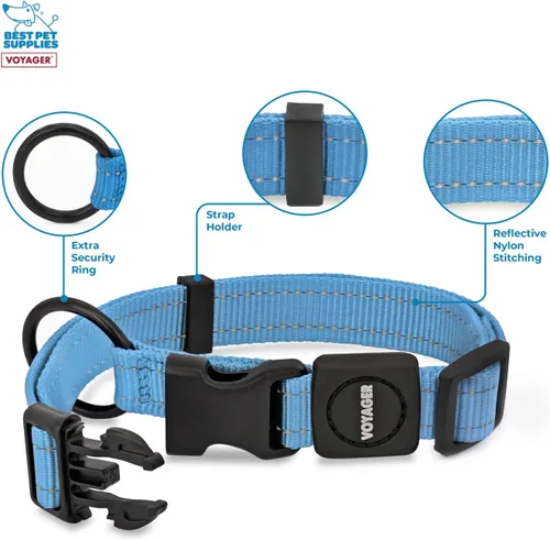 Vista 2 de Best Pet Supplies Voyager - Correa o collar reflectante para perro con asa de neopreno, para cachorros de raza pequeña, mediana y grande, bonita