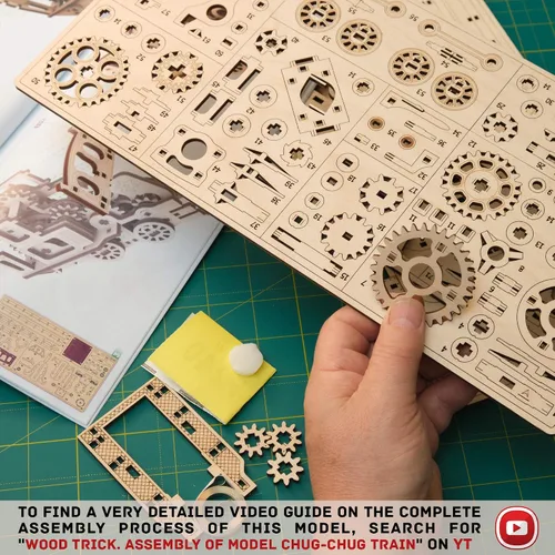 Vista 6 de Wood Trick Train - Rompecabezas de madera 3D para adultos y niños para construir, 6 x 4 pulgadas, kit de modelo de locomotora para adultos y niños