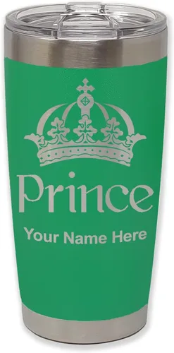 Vista 37 de LaserGram Vaso aislado al vacío de 20 onzas, Prince Crown, grabado personalizado incluido (negro)