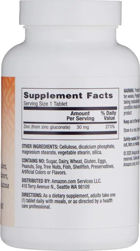 Vista 2 de Marca Amazon – Solimo Zinc 30 mg, sin sabor, 300 tabletas, suministro para diez meses