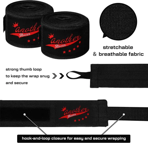 Vista 3 de Jenaai 10 pares elásticos de 180 pulgadas de boxeo de mano para artes marciales a granel, muñequeras para hombres y mujeres, kickboxing, artes