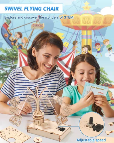 Vista 2 de Poraxy Kits STEM para niños de 8 a 10 a 12 años, 5 juegos de rompecabezas 3D de madera, experimentos educativos de ciencia, proyectos