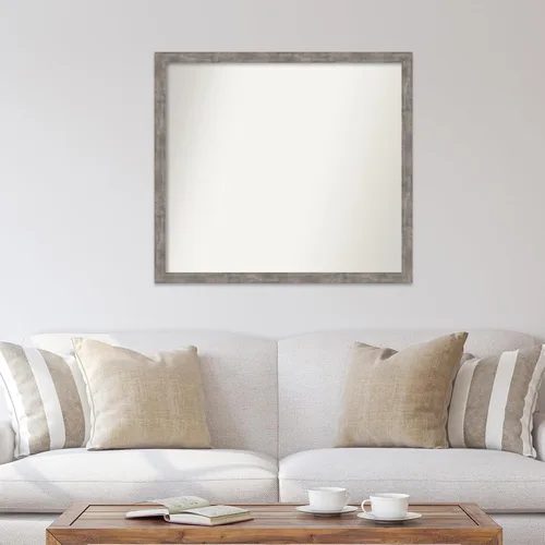 Vista 39 de Amanti Art Silver Bathroom Mirror for Over Sink, 26x35 Custom Made Marred Pewter Rectangle Vanity Mirror, Large Casual Wood Frame, Hangs Horizonally