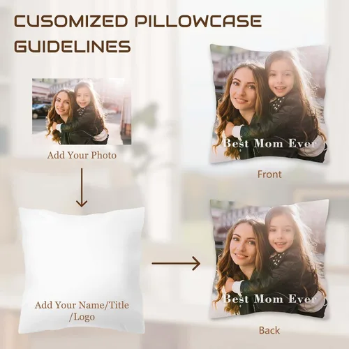 Vista 2 de Almohada de fotos personalizada de 14 x 14 pulgadas, funda de almohada personalizada de doble cara con texto de imagen, funda decorativa suave