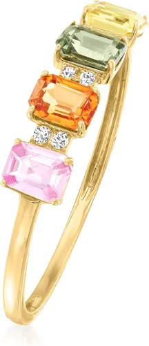 Vista 3 de Ross-Simons Anillo de zafiro multicolor de 140 quilates con detalles de diamante en oro amarillo de 14 quilates