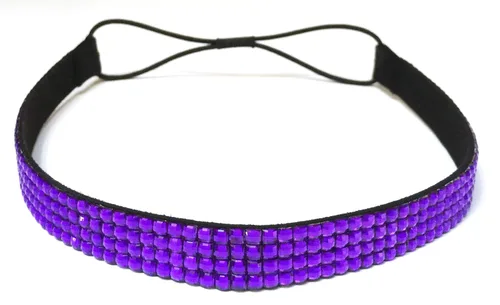 Vista 13 de WigsPedia Diadema elástica de cristal con diamantes de imitación, 4 filas, banda elástica para el cabello para mujer (verde bosque)