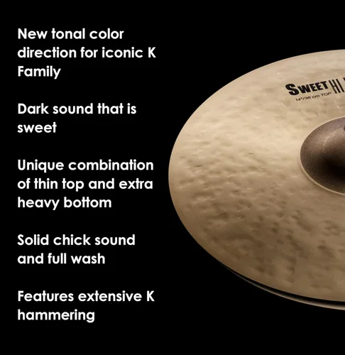 Vista 4 de Zildjian K0720 14" K Sweet Hi-Hat Platillos